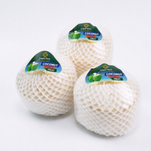 Diamond Shaped Coconut in white protective foam net
