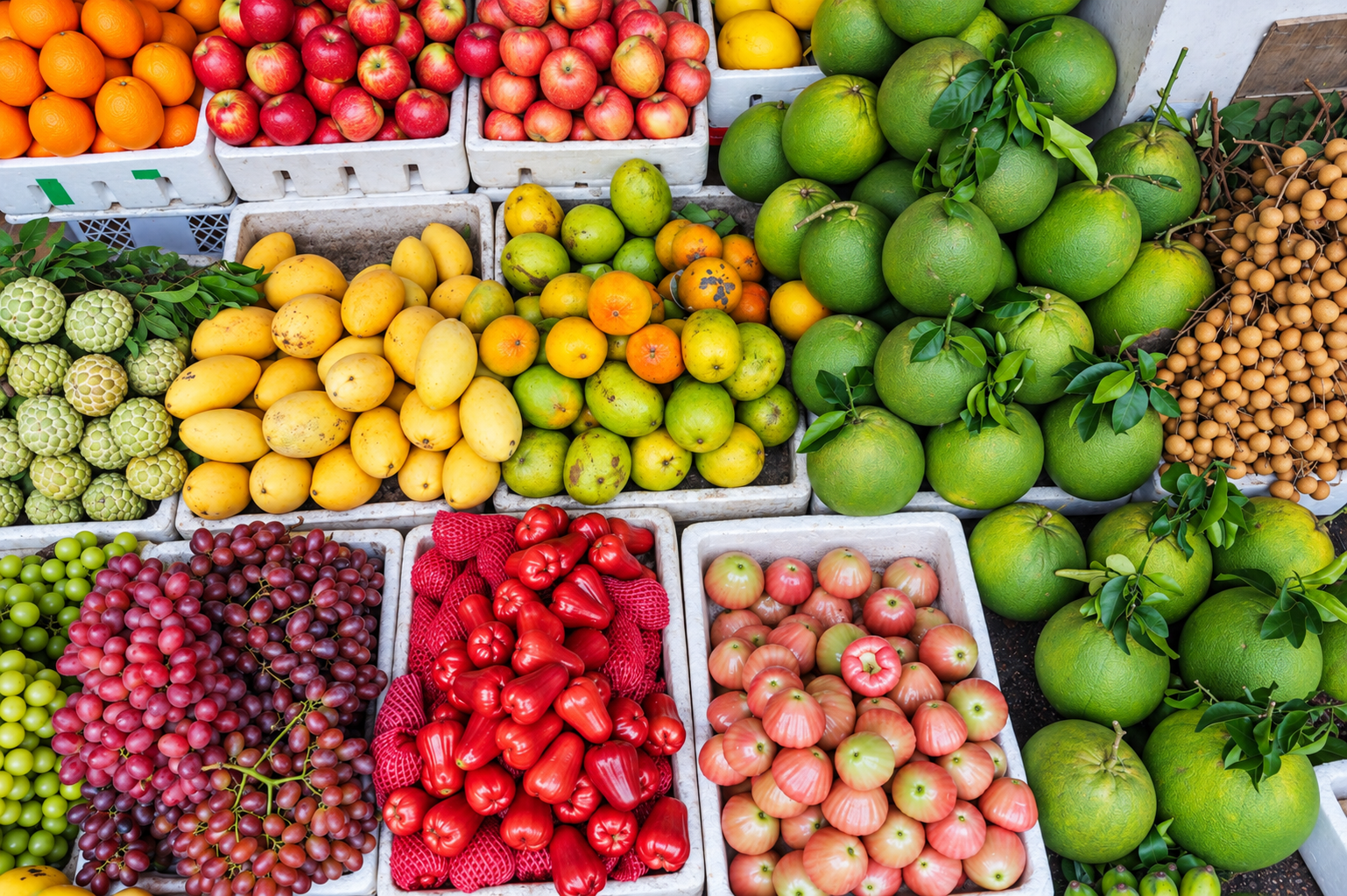 Vietnam fresh fruit and vegetable export market with assorted tropical produce
