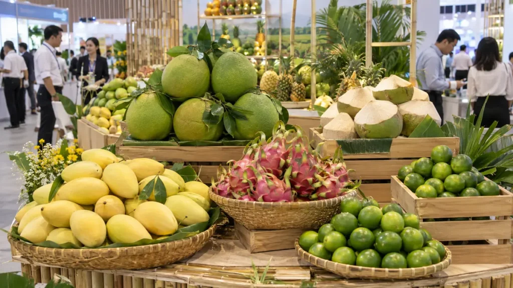 Vietnam Foodexpo exhibition hall with international food industry exhibitors
